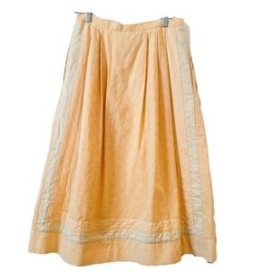 Vintage 1960s Peach and Cream Pleated Midi Skirt